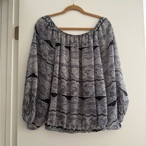 Chic Black and Gray Lace Women's Blouse